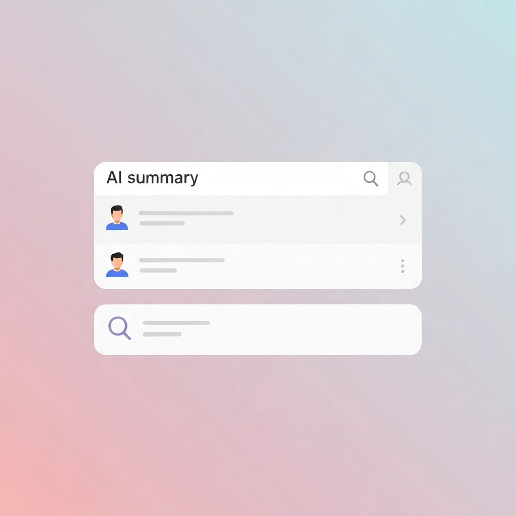 Google 搜尋欄顯示 AI 摘要的簡約插圖