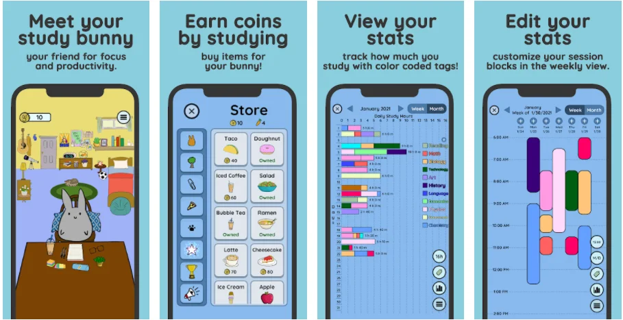 Forest 專注森林已過時?6款學生必有人氣學習/生產力App 2 Study Bunny Focus Timer Interface